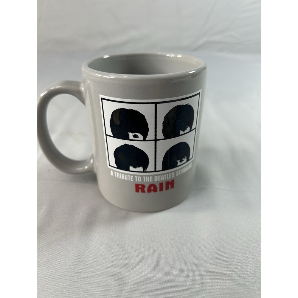 beatles‎ tribute coffee mug yeah yeah yeah rain band ceramic gray mug